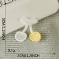 Golden cherry embroidery patch 3cm x 3cm for DIY clothing and hair accessories - Gold Silver Cherry