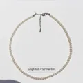 Retro-Perlenkette in Creme mit Silberverschluss, Länge 42cm plus 6cm Verlängerungskette - 4mm Halskette