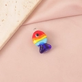Regenboog gestreepte glazen clownvis hanger met metalen lus op roze zijden stof - Regenboogvis Enkele Lus (2#) / Staalkleur