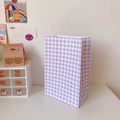 Thick purple and white checkered kraft paper gift bag with jagged edge design - Purple