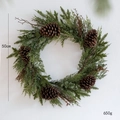 50cm Christmas pine needle wreath with pine cones and twigs weighing 650g - Style E (50cm Wreath with Dry Branches)
