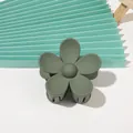 Macro detail of matte Morandi green flower hair claw clip with frosted finish texture - Matte Large Flower - Army Green