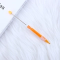 DIY beaded mechanical pencil in vibrant orange glitter finish with yellow cap and metal tip - 0.5mm/B / Orange