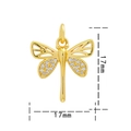 Gold-plated dragonfly pendant with cubic zirconia, 17mm size for DIY jewelry - Gold White Zirconia-Dragonfly 0308