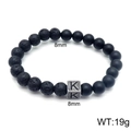 Lava rock and matte bead bracelet with silver-tone metal cube featuring letter K - Letter K (KB122507-Z) / 8mm