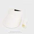 Foldable beige straw sun visor with UV protection and adjustable black elastic strap - Creamy White (8222)