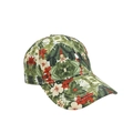 Green tropical floral print baseball cap with red and beige patterns on canvas - One Size Adjustable / 5# (Green Tropical Floral)