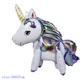 Standing 3D rainbow unicorn foil balloon for birthday party decor, size 58x57cm - Purple Unicorn-58*57cm