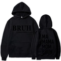 Felpa con cappuccio nera da donna con stampa divertente Mama Mom Bruh in bianco - Black 312 / M