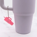 Pink silicone cup keychain with embossed butterfly charm on a metal bead chain - Rose Red Butterfly Cup Bead Chain
