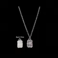Silver star necklace with butterfly embossed rectangular pendant and beauty engraving - Rectangular Butterfly