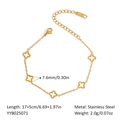 18K gold plated stainless steel bracelet with five hollow four-leaf clover charms - Clover Anklet (YYB025071)