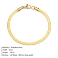 Hochwertiges Armband aus 14K vergoldetem Edelstahl mit 4 mm Flachschlangenkette und 18 cm Länge - Mittlerer Stil Standard / Gold