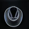 Top view of a black laser cowboy hat featuring vibrant iridescent reflective piping edges - Adult-White White