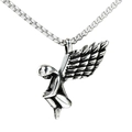 Collana da uomo in acciaio inossidabile con ciondolo ali d'angelo e catena box - Solo ciondolo / Argento