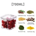 Barattolo ermetico quadrato da 700 ml in plastica con coperchio bianco e datteri rossi - 700ml / Bianco Trasparente