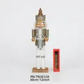 30cm Nutcracker King Drummer figurine in gold and silver glitter with gift box - Pointed Top Silver Drummer