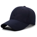 Dark blue breathable sports baseball cap with laser-cut side vents and R letter embroidery - Adjustable / Blue Blue Embroidery
