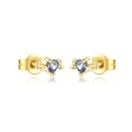 Orecchini a cuore in argento 925 con gemme viola e design a freccia dorata - Argento 925 / Oro 18K