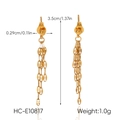 Detailed dimensions of 18k gold stainless steel tassel earrings showing 3.5cm length - Gold Minimalist Thin Tassel (HC-E10817)