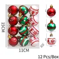 Set di 12 palline di Natale rosso verdi e bianche con vari motivi festivi - Modello misto 3 colori Stile A (Piccolo)