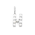 Dainty silver letter H pendant charm inlaid with white pearls for DIY jewelry - Silver-H