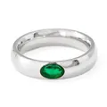 Minimalistischer Edelstahlring in Silber mit ovalem grünen Zirkonia-Edelstein - US 7 / Grüner Edelstein Silberner Ring (PBJ239)