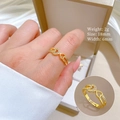 Anello doppia scia di cuori placcato oro con zirconi micro-pavé per donna elegante - Aperto Regolabile / Placcato Oro (G331)