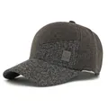 Winter-Baseballkappe in Braun und Grau Patchwork mit warmem Fleece-Futter für Damen - Verstellbar / Grau