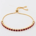 Adjustable golden box chain bracelet with circular deep red zircon gemstones - Round Red Zircon 4.5mm Bracelet