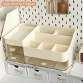 Creamy white plastic desktop organizer with drawers and compartments, 33.5x20.5x14CM - Luxury 3-Drawer Storage Box Cream White
