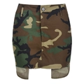Dettaglio mini gonna mimetica con tasche a zip e orlo asimmetrico irregolare - M / Camouflage