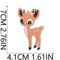 Detailed view of embroidered deer patch with dimensions 7cm by 4.1cm on white background - Deer Style