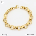 Bracelet double couche en acier titane doré pour femme avec anneaux et fermoir mousqueton - Style 5