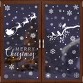 White static Christmas window decals featuring reindeer, snowflakes and Merry Christmas text - [2 Sets] BQ446+450