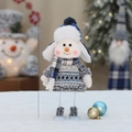 33cm Christmas snowman plush with blue plaid scarf and long metal legs - Blue Plaid Metal Leg Snowman A