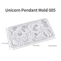 Translucent silicone mold featuring unicorn and heart shapes for DIY resin pendants - Unicorn Pendant Mold