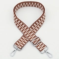 Ethnic style adjustable bag strap with brown and white wave pattern and silver hooks - No.285 Silver Hook