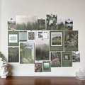 Set di carte decorative da parete foresta nordica con foto natura e citazioni - Montagne Nebbiose