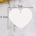 Detail view of heart-shaped white cardstock gift tag with 5cm x 4.5cm dimensions - White (100 Pcs)