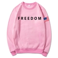 Sudadera unisex rosa con estampado Freedom y detalle de bandera en manga, estilo casual - S / Rosa