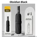 Obsidian black automatic folding umbrella with reinforced 50-rib structure and gift box - 10-Rib Pongee Automatic / Black