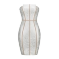 Elegantes trägerloses silbergraues Bandage-Kleid mit figurbetonter Passform und Panel-Details - M / Silber