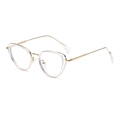 Occhiali da sole cat-eye moderni con montatura trasparente e stanghette in metallo dorato - Montatura Oro Trasparente Anti-luce Blu