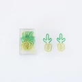 Clips creativos con forma de cactus en verde y amarillo con caja de plástico - Cactus (10 Piezas/Paquete)
