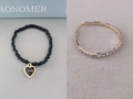 Ensemble de bracelet en perles noires avec pendentif coeur et bracelet tennis doré - Ensemble De Deux Bracelets 3007