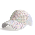 Sparkling white rhinestone baseball cap with breathable mesh and iridescent crystals - Adjustable / White AB Rhinestones