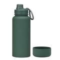Matte dark green 1L sports water bottle with screw lid, handle and silicone base - 1 L / Moss Green - Sport
