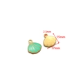 Golden scallop shell charms with turquoise enamel and dimensions showing 15x17mm - Single-Sided Enamel Shell Pendant (F2338) / 5 Pieces/Pack (15x17mm) / Green