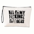 White canvas pouch with black zipper and bold drug theme print for small items - Drugs Theme Style (xy-004-04) / 17*25cm (With Webbing)